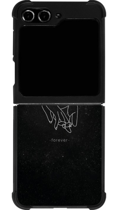 Coque Samsung Galaxy Z Flip5 - Silicone rigide noir Valentine 2023 hands forever