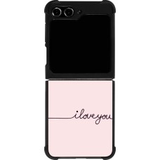 Samsung Galaxy Z Flip5 Case Hülle - Silikon schwarz Valentine 2023 i love you writing
