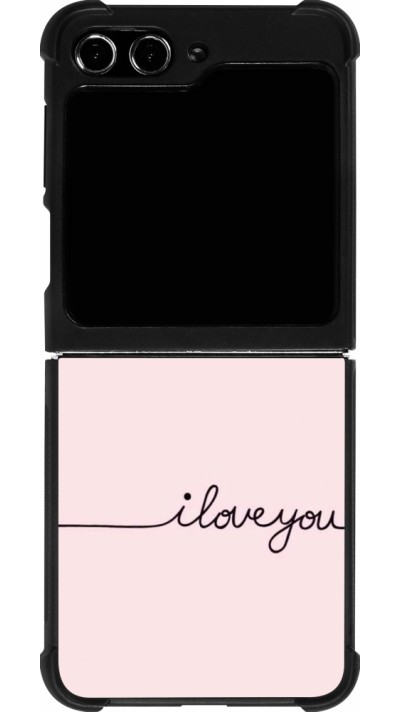 Coque Samsung Galaxy Z Flip5 - Silicone rigide noir Valentine 2023 i love you writing