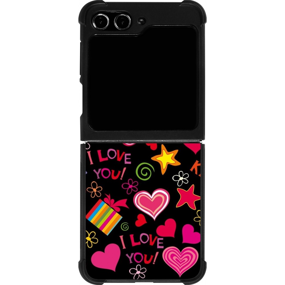Samsung Galaxy Z Flip5 Case Hülle - Silikon schwarz Valentine 2023 love symbols