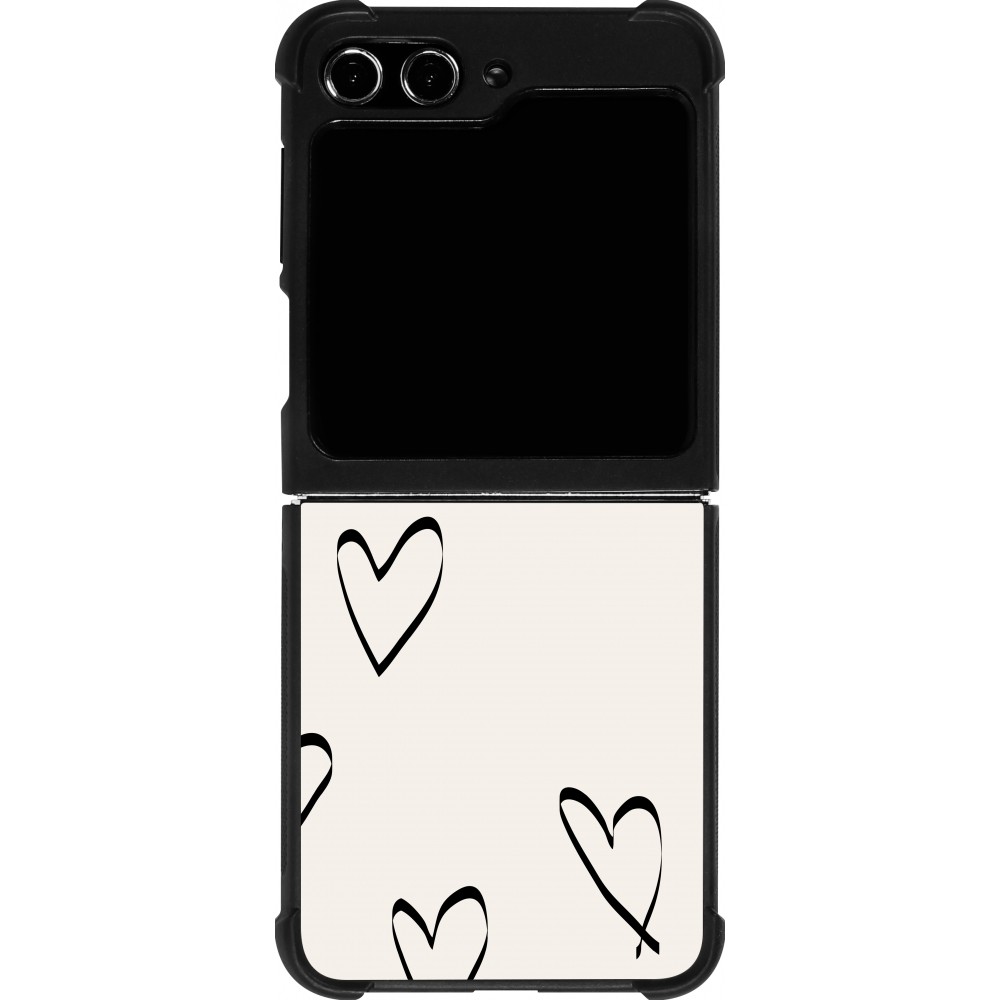 Coque Samsung Galaxy Z Flip5 - Silicone rigide noir Valentine 2023 minimalist hearts