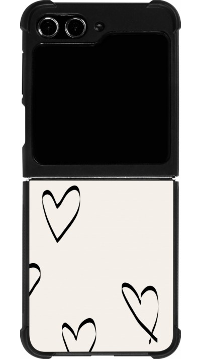 Coque Samsung Galaxy Z Flip5 - Silicone rigide noir Valentine 2023 minimalist hearts