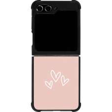 Coque Samsung Galaxy Z Flip5 - Silicone rigide noir Valentine 2023 three minimalist hearts
