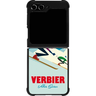Coque Samsung Galaxy Z Flip5 - Silicone rigide noir Verbier Ski Downhill
