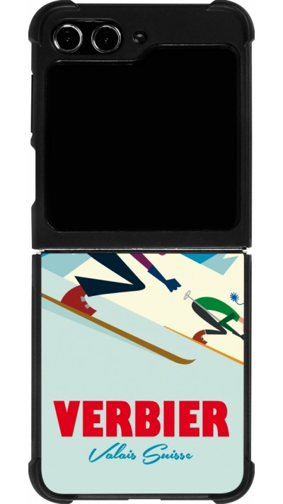 Coque Samsung Galaxy Z Flip5 - Silicone rigide noir Verbier Ski Downhill