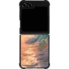 Coque Samsung Galaxy Z Flip5 - Silicone rigide noir Wave Sunset
