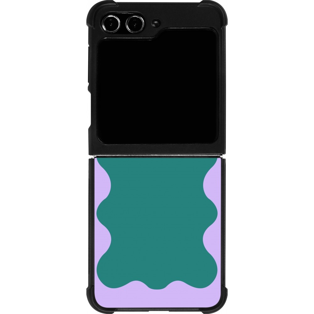 Samsung Galaxy Z Flip5 Case Hülle - Silikon schwarz Wavy Rectangle Green Purple