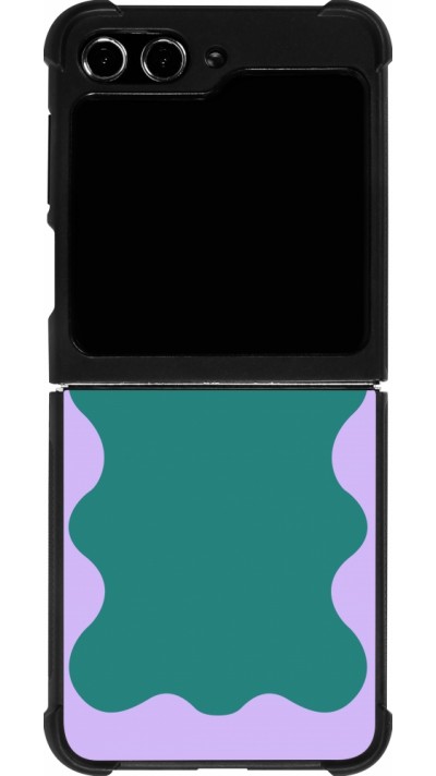 Coque Samsung Galaxy Z Flip5 - Silicone rigide noir Wavy Rectangle Green Purple