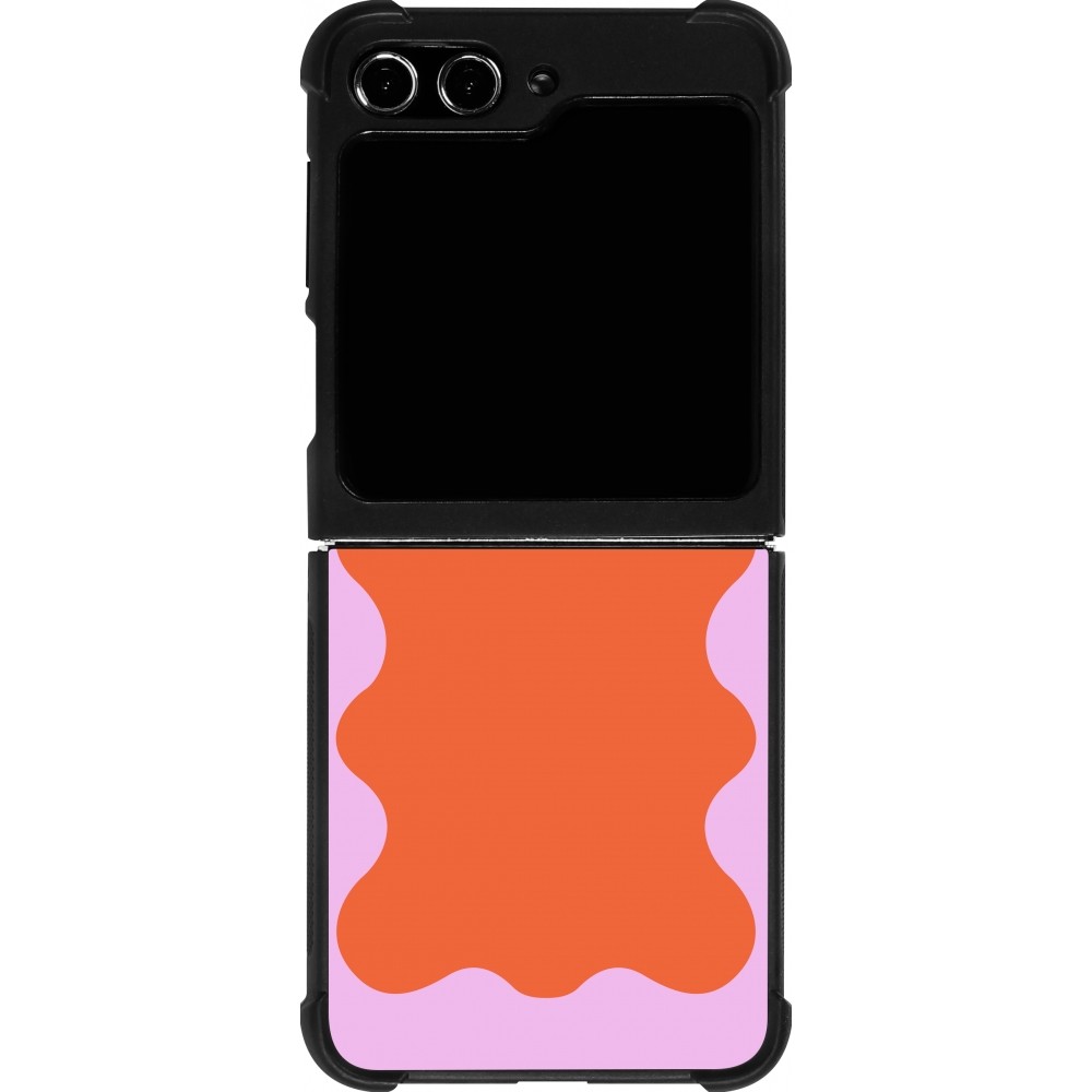 Samsung Galaxy Z Flip5 Case Hülle - Silikon schwarz Wavy Rectangle Orange Pink