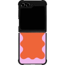 Samsung Galaxy Z Flip5 Case Hülle - Silikon schwarz Wavy Rectangle Orange Pink