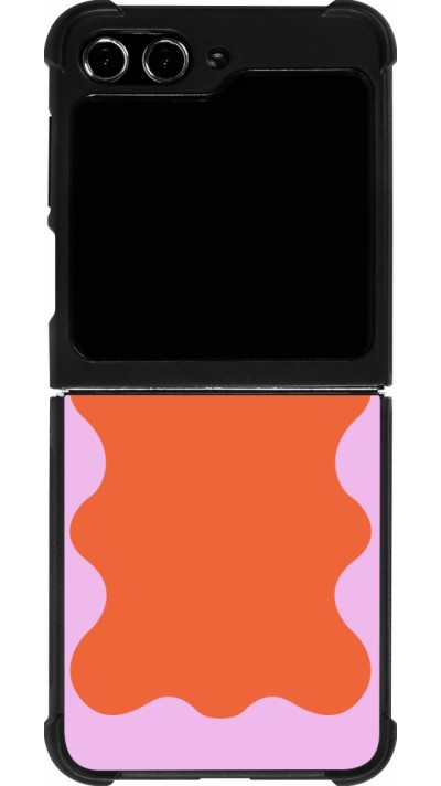 Coque Samsung Galaxy Z Flip5 - Silicone rigide noir Wavy Rectangle Orange Pink