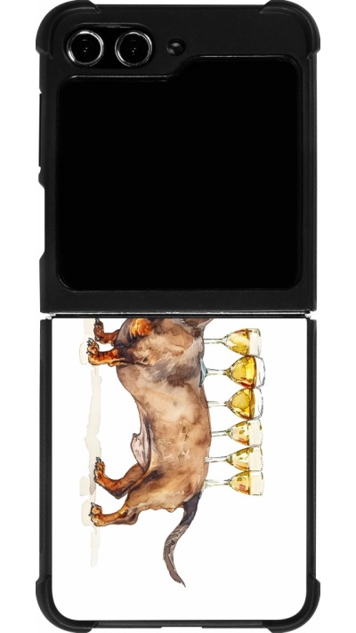 Coque Samsung Galaxy Z Flip5 - Silicone rigide noir Wine Teckel