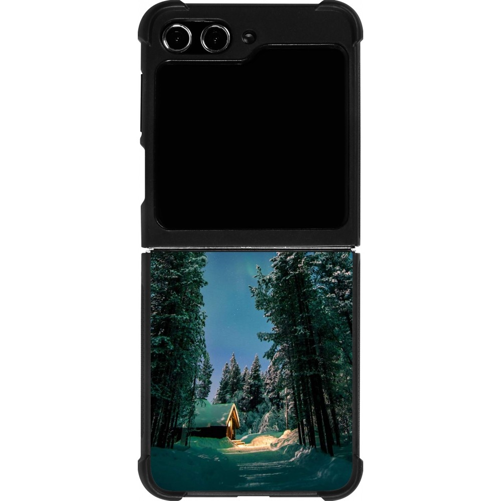 Coque Samsung Galaxy Z Flip5 - Silicone rigide noir Winter 22 Northern Lights