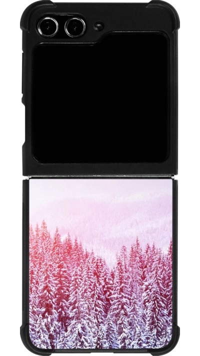 Coque Samsung Galaxy Z Flip5 - Silicone rigide noir Winter 22 Pink Forest