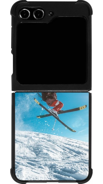 Coque Samsung Galaxy Z Flip5 - Silicone rigide noir Winter 22 Ski Jump