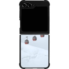 Coque Samsung Galaxy Z Flip5 - Silicone rigide noir Winter 22 ski lift