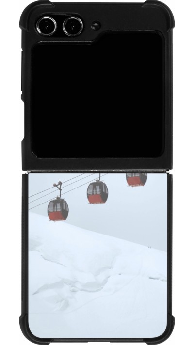 Coque Samsung Galaxy Z Flip5 - Silicone rigide noir Winter 22 ski lift