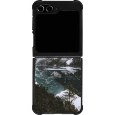 Samsung Galaxy Z Flip5 Case Hülle - Silikon schwarz Winter 22 snowy mountain and lake