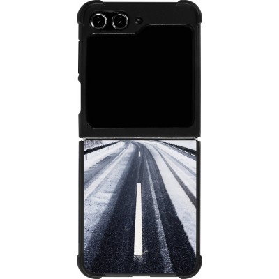 Samsung Galaxy Z Flip5 Case Hülle - Silikon schwarz Winter 22 Snowy Road