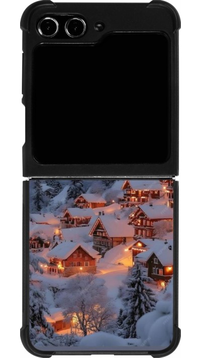 Samsung Galaxy Z Flip5 Case Hülle - Silikon schwarz Winter 25 Winter snowy village