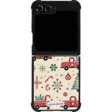 Coque Samsung Galaxy Z Flip5 - Silicone rigide noir Noël 2024 Camion Sapin