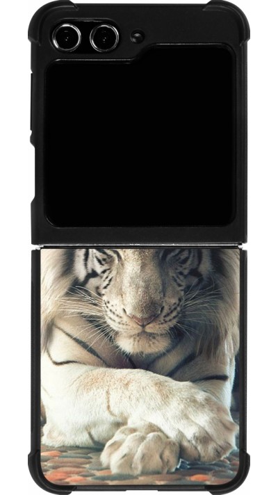 Coque Samsung Galaxy Z Flip5 - Silicone rigide noir Zen Tiger