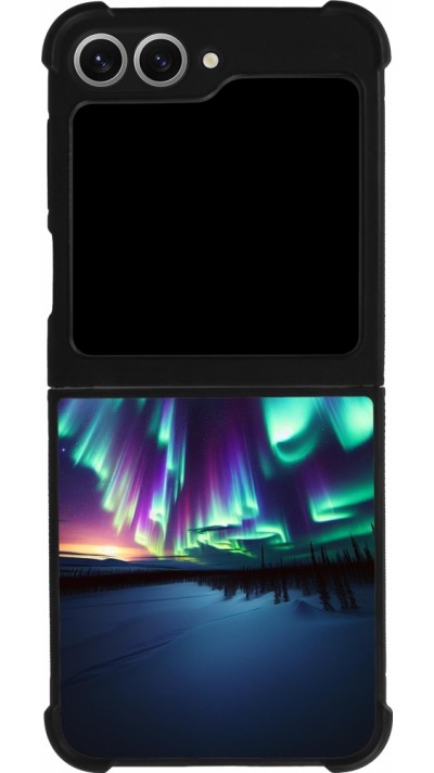 Samsung Galaxy Z Flip6 Case Hülle - Silikon schwarz Funkelndes Nordlicht
