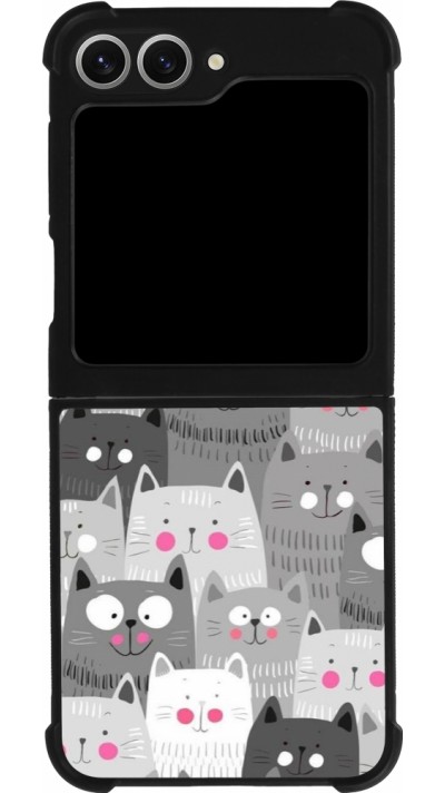 Samsung Galaxy Z Flip6 Case Hülle - Silikon schwarz Katzenschwärme