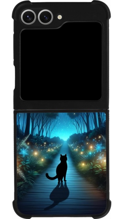 Samsung Galaxy Z Flip6 Case Hülle - Silikon schwarz Schwarze Katze Spaziergang