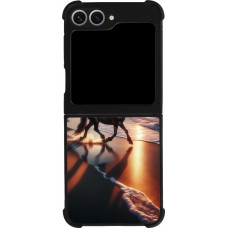 Samsung Galaxy Z Flip6 Case Hülle - Silikon schwarz Pferd majestätisch Strand