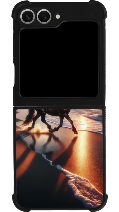 Samsung Galaxy Z Flip6 Case Hülle - Silikon schwarz Pferd majestätisch Strand