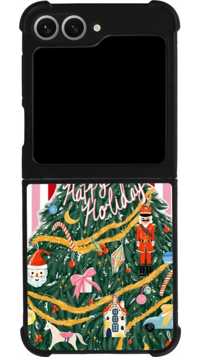 Coque Samsung Galaxy Z Flip6 - Silicone rigide noir Christmas 25 Happy Holiday