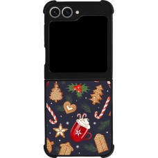Coque Samsung Galaxy Z Flip6 - Silicone rigide noir Christmas 25 Pattern Gingerbread House