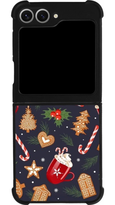 Coque Samsung Galaxy Z Flip6 - Silicone rigide noir Christmas 25 Pattern Gingerbread House