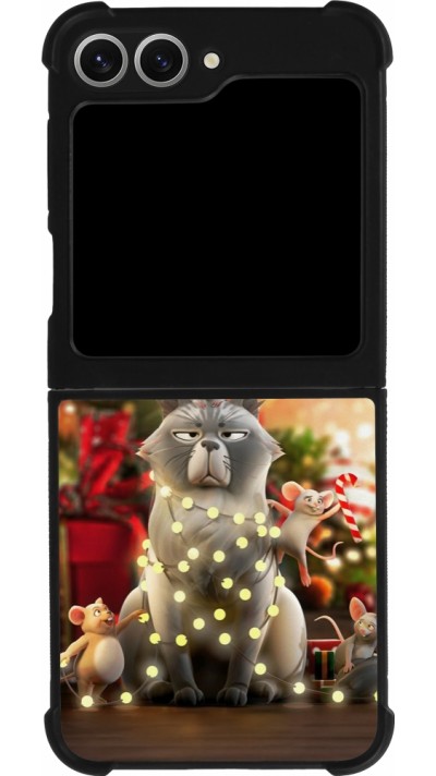 Coque Samsung Galaxy Z Flip6 - Silicone rigide noir Christmas 25 Xmas Cat