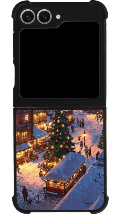 Coque Samsung Galaxy Z Flip6 - Silicone rigide noir Christmas 25 Xmas Village
