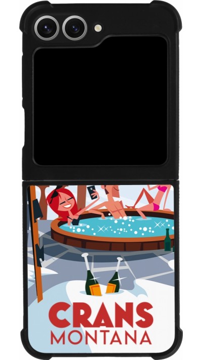 Coque Samsung Galaxy Z Flip6 - Silicone rigide noir Crans-Montana Mountain Jacuzzi
