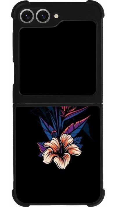Coque Samsung Galaxy Z Flip6 - Silicone rigide noir Dark Flowers