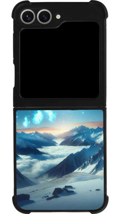 Coque Samsung Galaxy Z Flip6 - Silicone rigide noir Dragon nocturne montagne