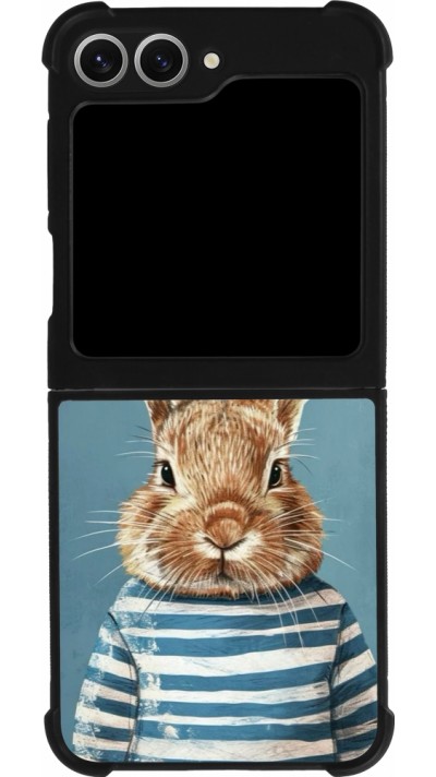 Coque Samsung Galaxy Z Flip6 - Silicone rigide noir Easter 2026 Rabbit navy