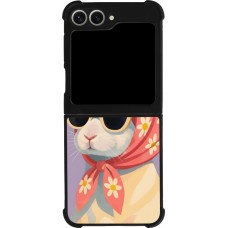 Coque Samsung Galaxy Z Flip6 - Silicone rigide noir Easter 2026 Rabbit with scarf