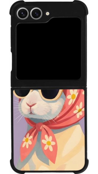 Coque Samsung Galaxy Z Flip6 - Silicone rigide noir Easter 2026 Rabbit with scarf
