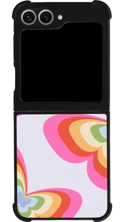 Coque Samsung Galaxy Z Flip6 - Silicone rigide noir Easter 2024 rainbow butterflies