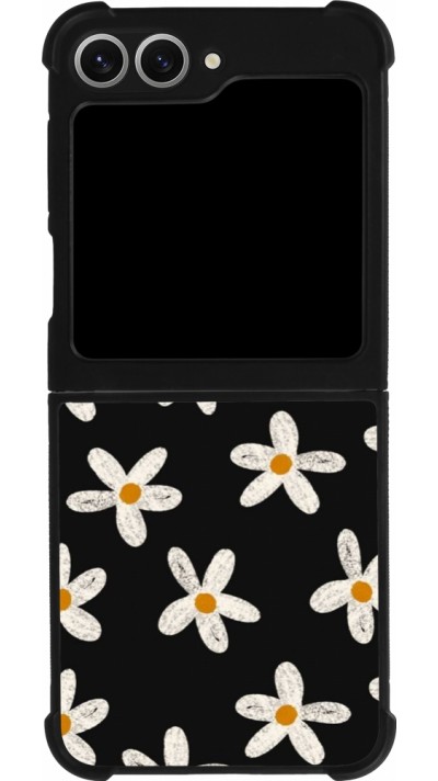 Coque Samsung Galaxy Z Flip6 - Silicone rigide noir Easter 2024 white on black flower