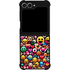 Coque Samsung Galaxy Z Flip6 - Silicone rigide noir Emoji Mix Color