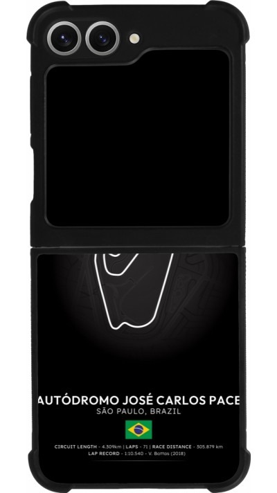 Coque Samsung Galaxy Z Flip6 - Silicone rigide noir F1 Track 2025 Brazil
