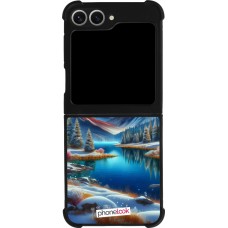 Coque Samsung Galaxy Z Flip6 - Silicone rigide noir Fantasy Mountain Lake Sky Stars