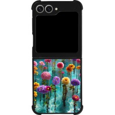 Coque Samsung Galaxy Z Flip6 - Silicone rigide noir Flower sea waves