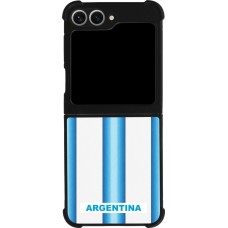 Coque Samsung Galaxy Z Flip6 - Silicone rigide noir Maillot de football Argentine 2026 personnalisable