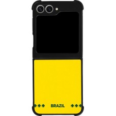 Coque Samsung Galaxy Z Flip6 - Silicone rigide noir Maillot de football Bresil 2026 personnalisable